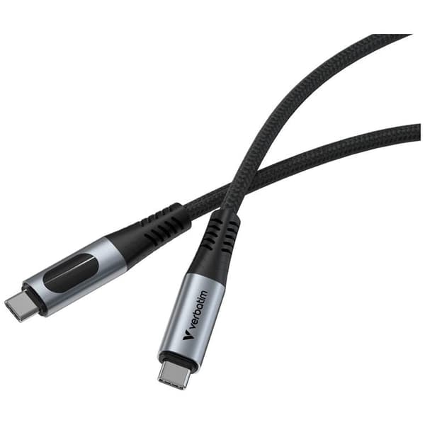 Verbatim USB-C til USB-C 100W kabel 120cm synkronisering og opladning - sort Svart