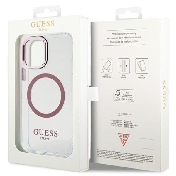 Guess iPhone 12 Pro/12 Mobilskal Magsafe Metall Outline - Rosa
