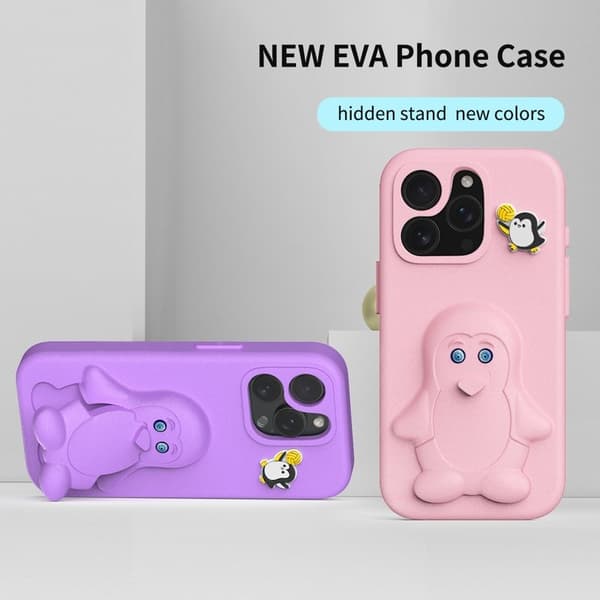 Penguin Mobilskal till iPhone 13 Pro Kickstand Stöttålig EVA - Lila
