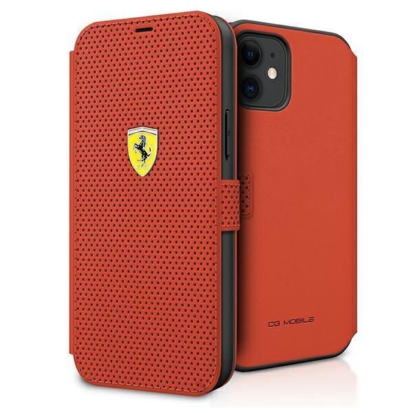 Ferrari Wallet Case iPhone 12 mini On Track rei'itetty - punainen Red