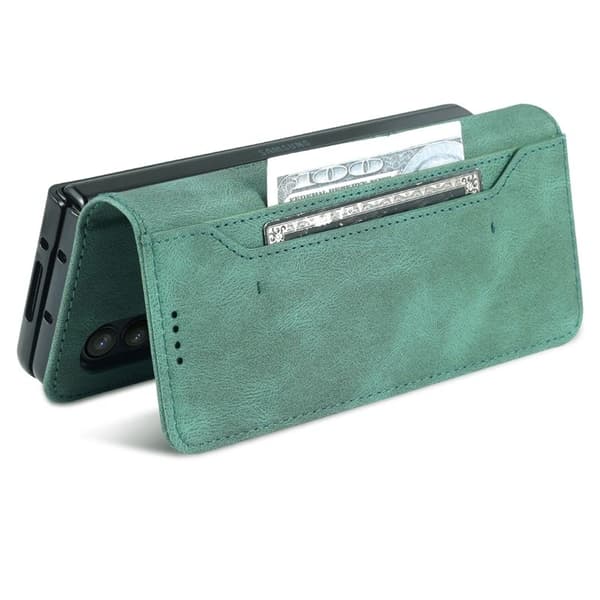 AZNS Samsung Galaxy Z Fold4 Plånboksfodral Konstläder - Grön