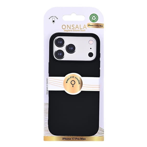 ONSALA telefontaske til iPhone 17 Pro Max med silikone følelse - sort Svart