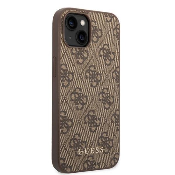 Guess iPhone 15 Plus -puhelinkuori 4G Metal Gold Logo - Ruskea