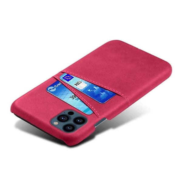 Retro Mobilskal med Kortplatser iPhone 13 Pro Max - Magenta Rosa