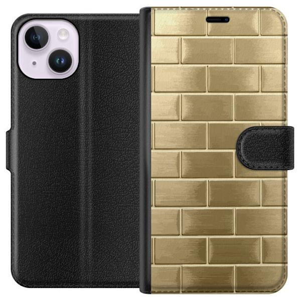 Plånboksfodral till Apple iPhone 14 med Gyllene Murstenar
