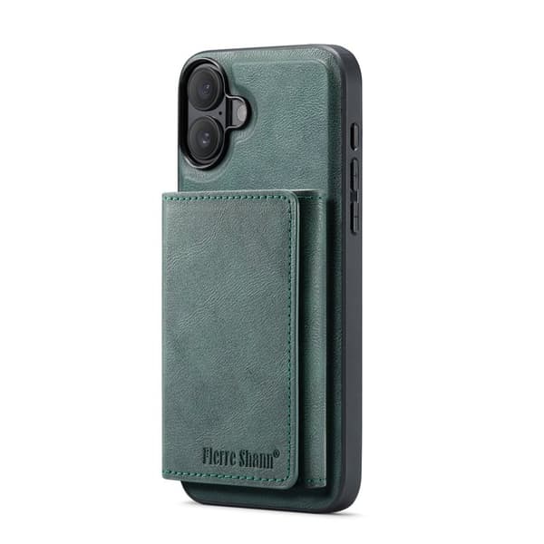 FIERRE SHANN FS030 iPhone 17 Plånboksfodral Tri-Fold Konstläder - Grön