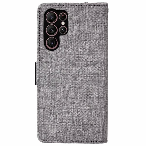 Samsung Galaxy S26 Ultra Plånboksfodral Konstläder Jean Textur - Grå