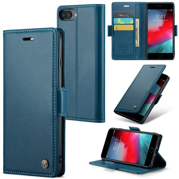 CASEME Plånboksfodral Konstläder för iPhone 6 Plus - Blå