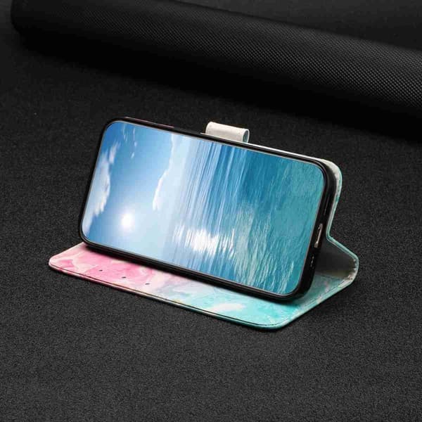 Plånboksfodral för Samsung Galaxy S26 Plus Stativ Konstläder - Rosa Grön Marmor