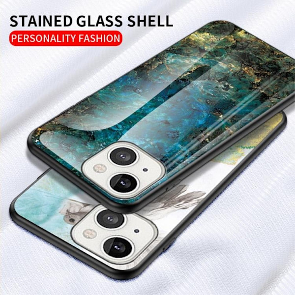 Anti-Scratch Härdat Glas Skärmskydd Skal iPhone 13 - Vit Marble
