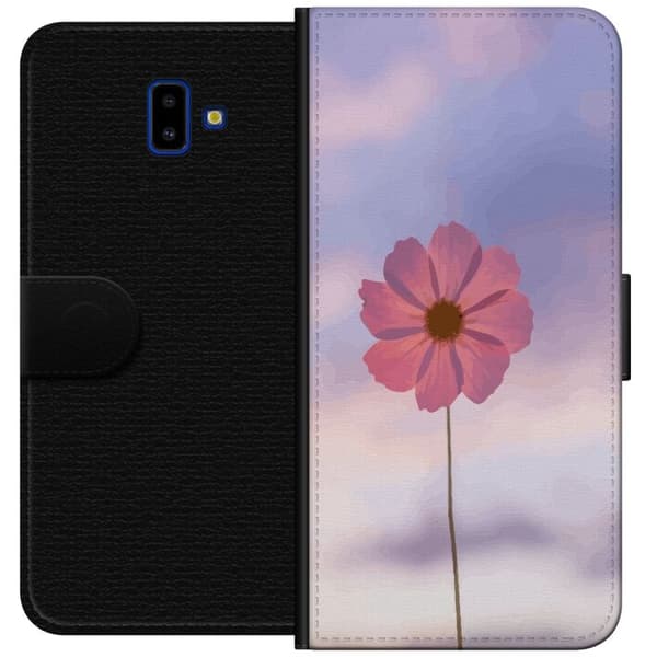 Pung-etui til Samsung Galaxy J6+ med lyserød blomst