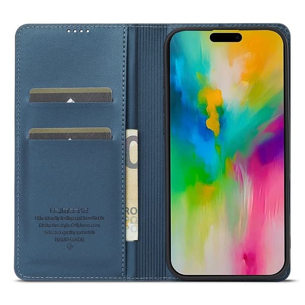 LC.IMEEKE L1 Series iPhone 17 Plånboksfodral Konstläder - Blå Blå