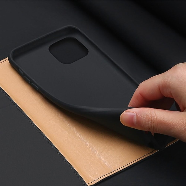 DUX DUCIS aitoa nahkaa oleva lompakkokotelo iPhone 12 Pro Max - musta Black
