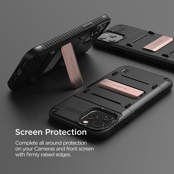 VRS DESIGN Damda QuickStand iPhone 12 Pro Max -kotelo - musta pronssi Black