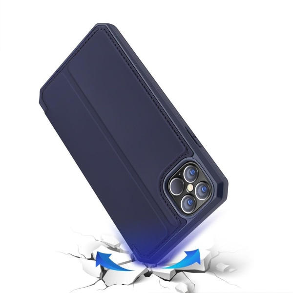 Dux Ducis automaattisesti imeytyvä nahkainen lompakkokotelo iPhone 12 Pro Max - Blue