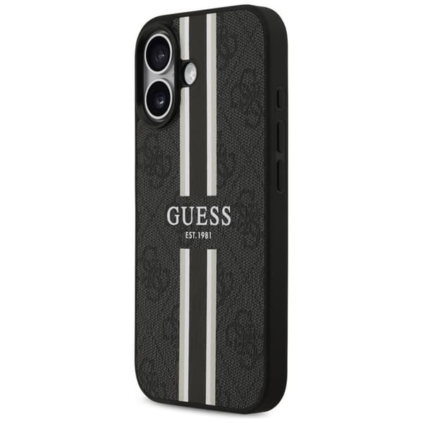 Guess telefontaske til iPhone 17 MagSafe 4G trykte striber - sort Svart