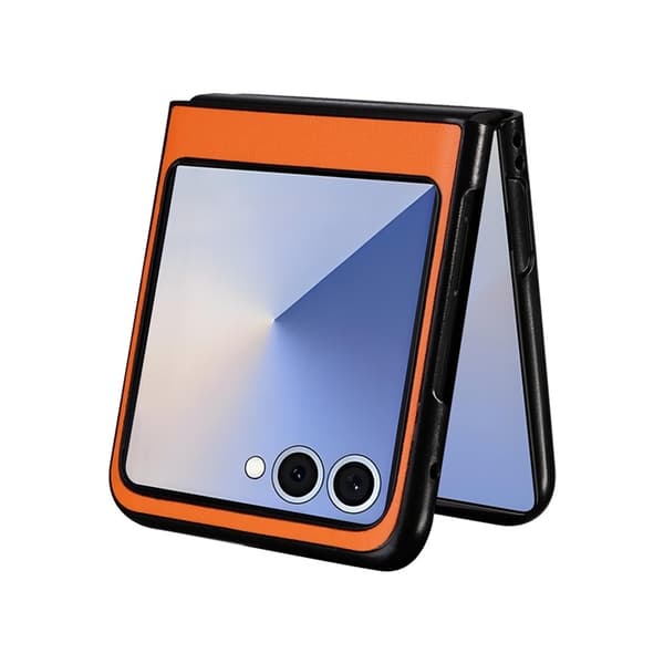 Mobilskal till Galaxy Z Flip7 PU Läder Protective - Orange Orange