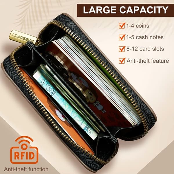 LC.IMEEKE L6 Konstläder Plånboksfodral RFID-Skydd Magnetisk Korthållare - Brun Brun