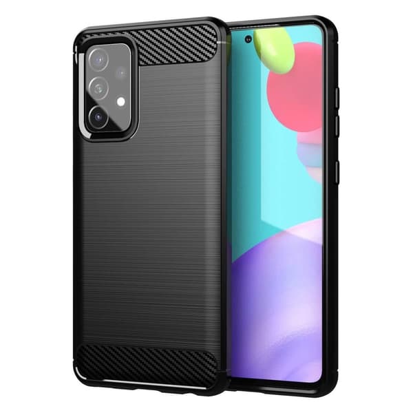 Carbon Fleksibelt TPU-cover til Samsung Galaxy A72 4G - Sort Black