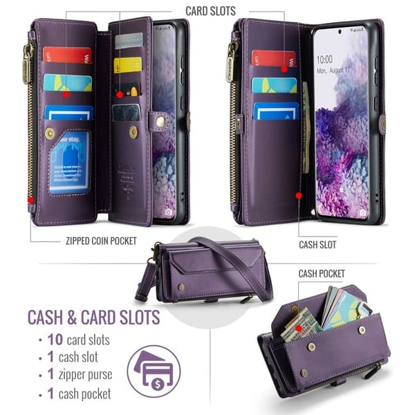 CASEME Plånboksfodral Konstläder till Samsung Galaxy S20 Plus - Lila