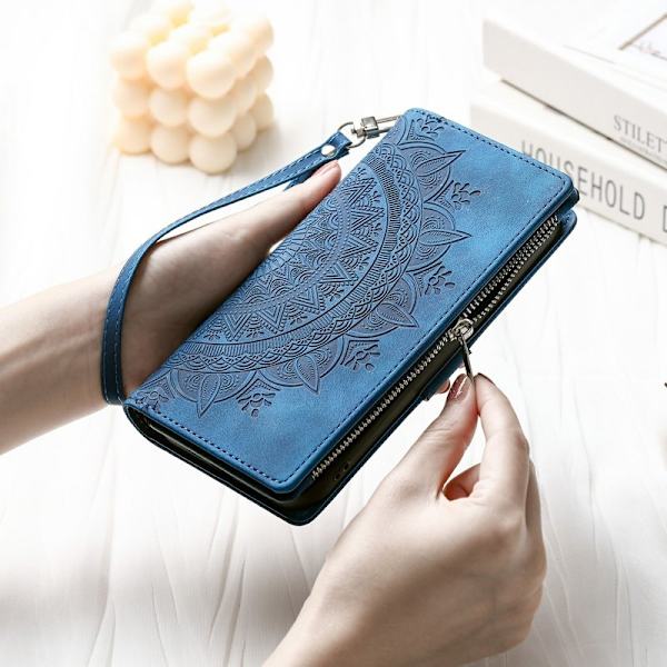 Samsung Galaxy S26 Plånboksfodral Mandala Blommönster Konstläder - Blå