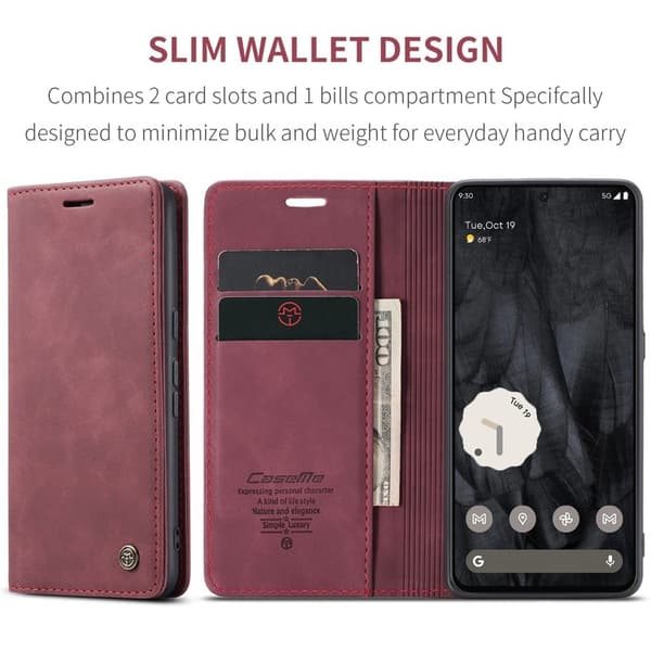 CASEME 013 Series Google Pixel 8 Pro Plånboksfodral Konstläder Röd