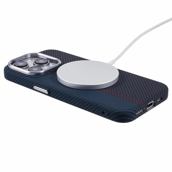 Mobilskal till iPhone 14 Pro Max Magsafe Aramid Fiber - Blå/Röd Blå