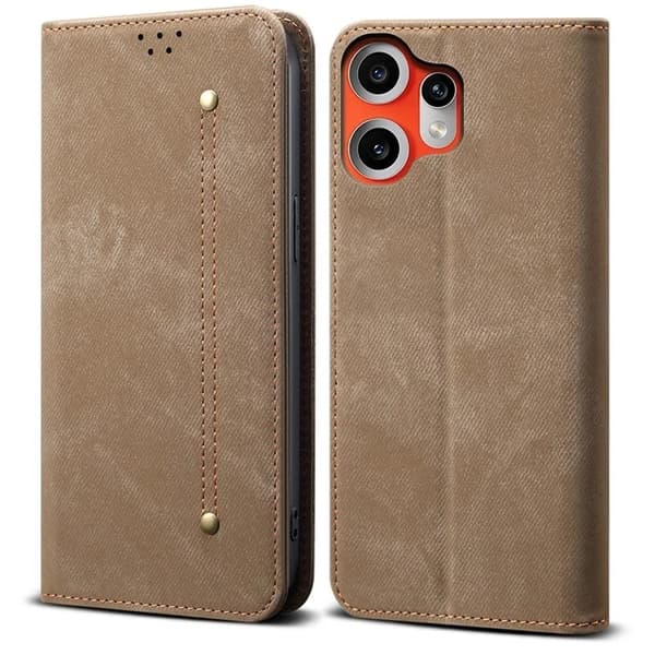 Nothing CMF Phone 2 Pro Konstläder Plånboksfodral Jeans Cloth Texture - Khaki Brun