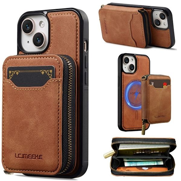 LC.IMEEKE L6 iPhone 13 mini Plånboksfodral Konstläder - Brun