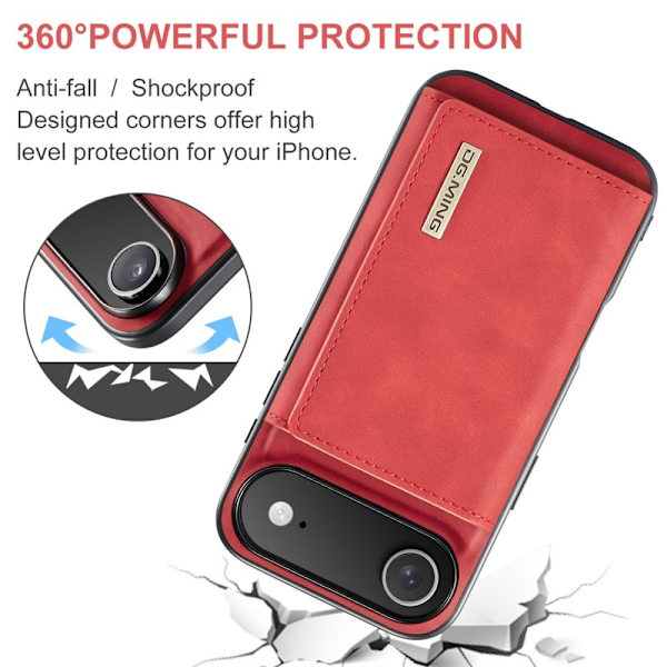 DG.MING iPhone Air Konstläder Plånboksfodral Kickstand PU Röd