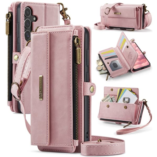 CASEME Konstläder Plånboksfodral för Samsung Galaxy S24+ med RFID-Skydd - Rosa