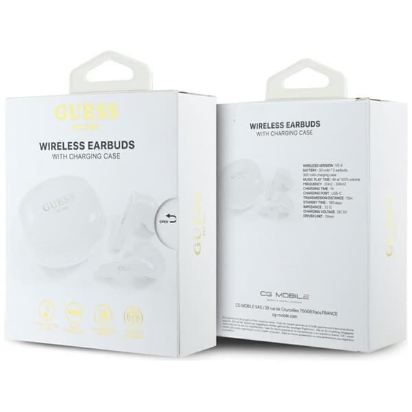 Guess TWS In-Ear Hörlurar Flat Classic Logo Electroplated - Vit Vit
