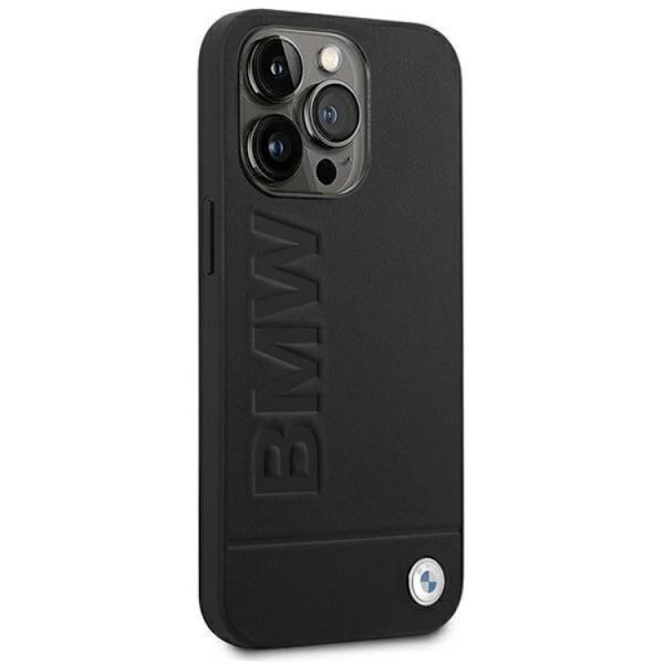BMW iPhone 14 Pro Max Skal Läder Stamp - Svart Svart
