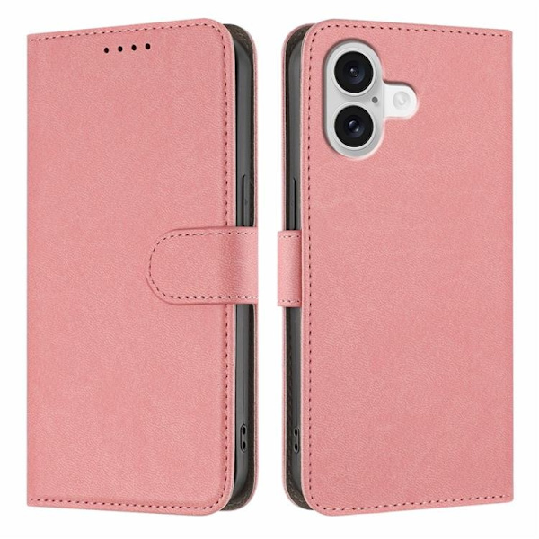iPhone 17 Konstläder Plånboksfodral Solid Color - Rosa Rosa