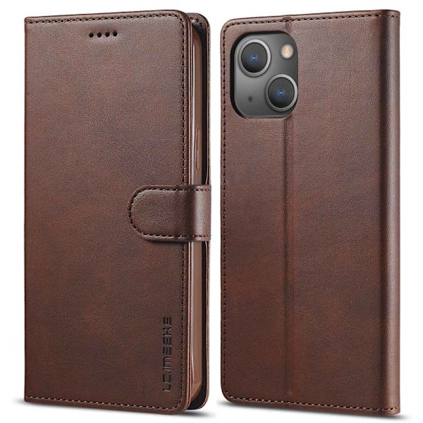 LC.IMEEKE iPhone 14 Plus Plånboksfodral i Konstläder - Brun