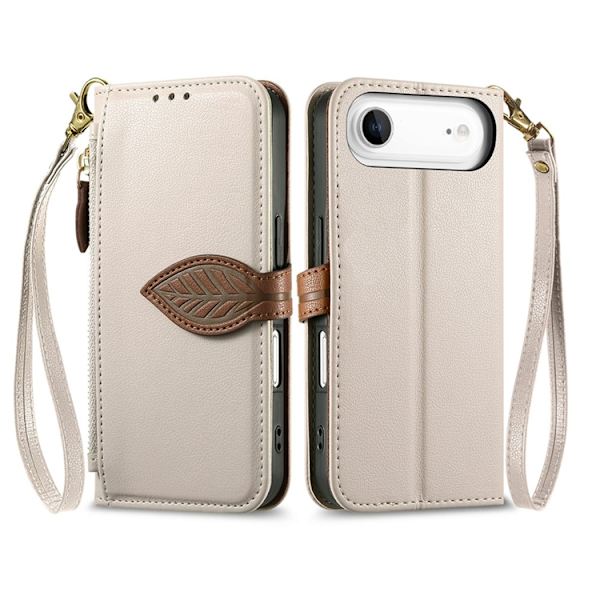 iPhone Air Plånboksfodral Leaf Magnetiskt Spänne Konstläder - Beige Beige