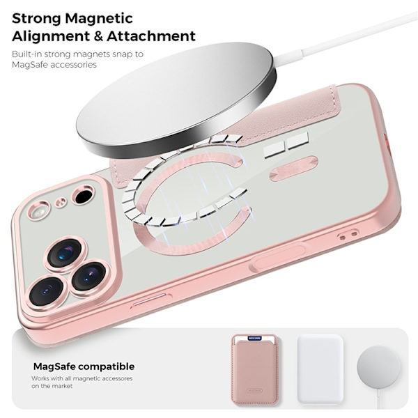 iPhone 17 Pro Max Plånboksfodral Magsafe RFID-Skydd - Rosa Rosa