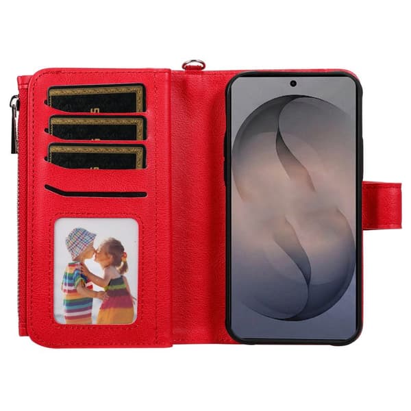 Plånboksfodral för Samsung Galaxy S26 Magnetiskt Konstläder - Röd