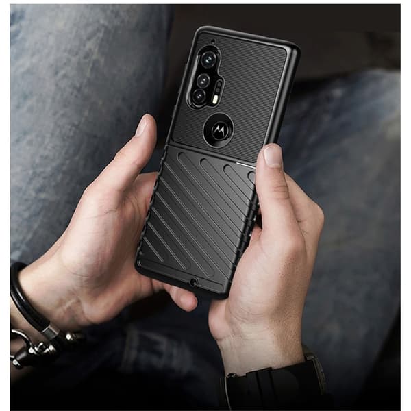 Thunder Twill Texture Skal Motorola Edge Plus - Svart Svart