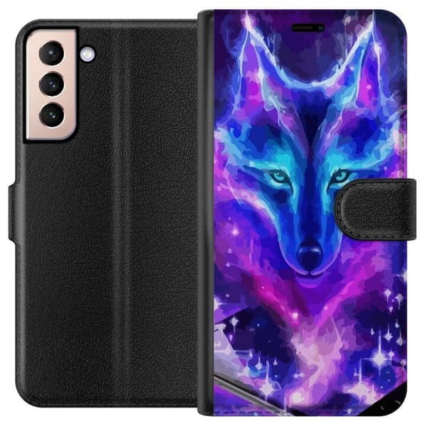 Plånboksfodral till Samsung Galaxy S21 med Neon Varg