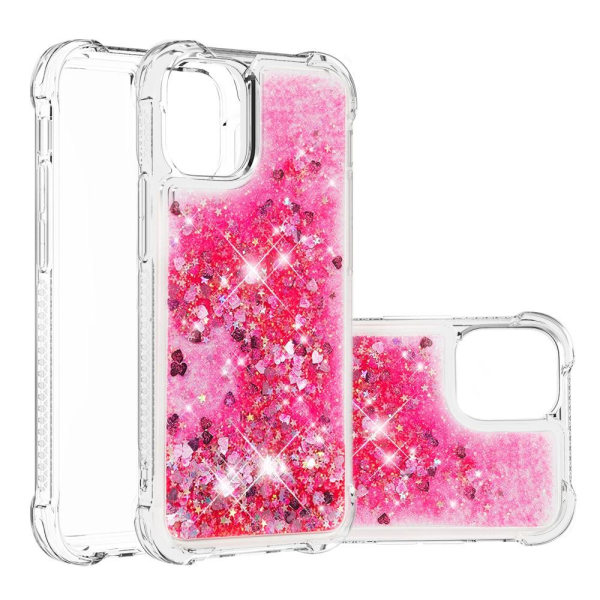 Stødfast glitter-konfetti cover til iPhone 13 Mini - Rosa Pink