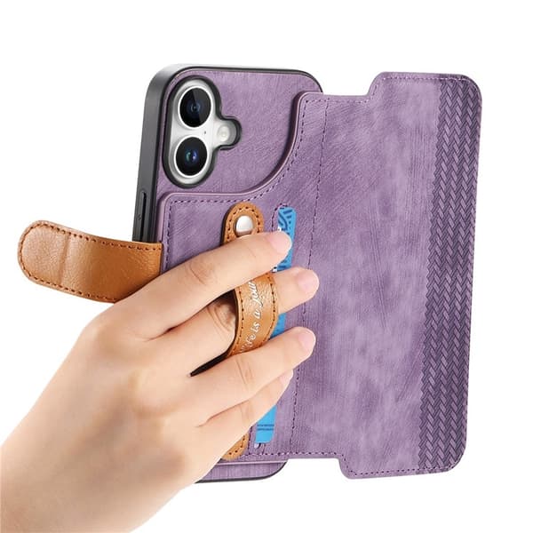 Plånboksfodral För iPhone 17 Armband Kickstand - Lila Lila