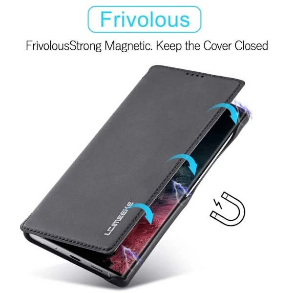 LC.IMEEKE Galaxy S23 Ultra Plånboksfodral Magnetic - Svart Svart