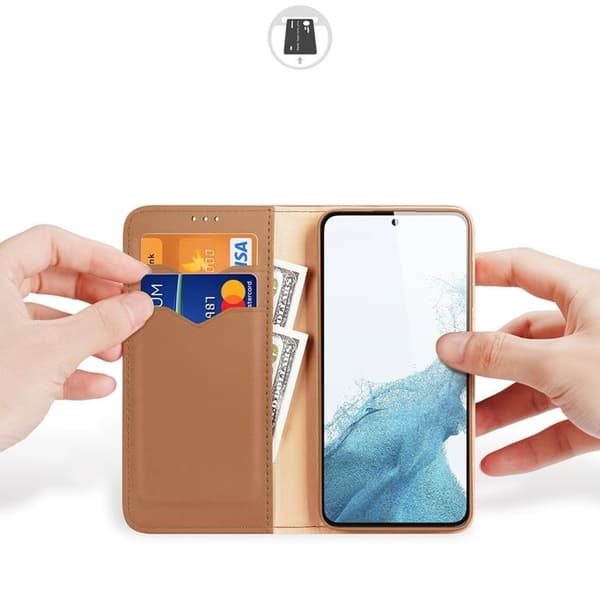 Dux Ducis Galaxy S23 Plus Plånboksfodral Äkta Läder RFID Hivo - Brun Brun