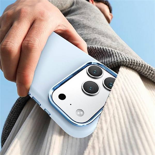 Mobilskal till iPhone 17 Pro Max med Metall Linsbåge Liquid Silikon - Vit Vit