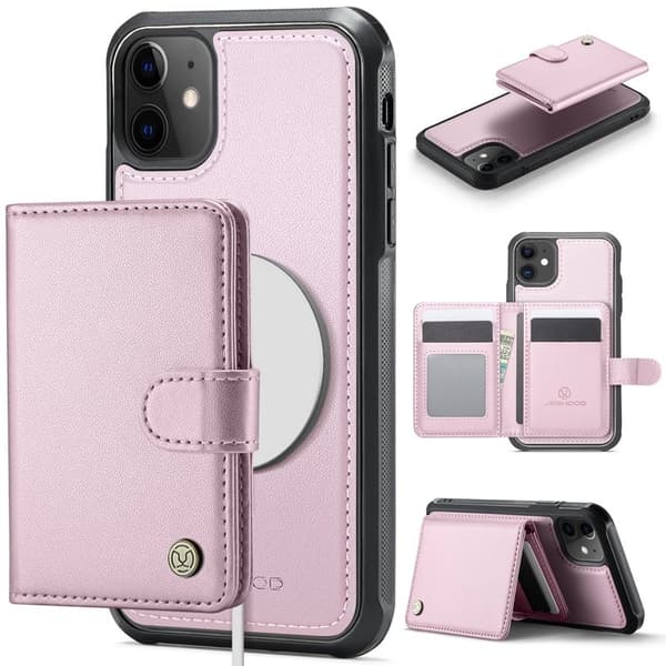 JEEHOOD J09 Mobilskal till iPhone 11 RFID Blocker Läder MagSafe - Rosa