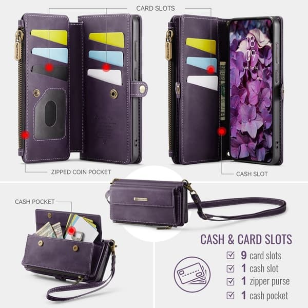 CASEME Konstläder Plånboksfodral för Samsung Galaxy S23 FE - Lila