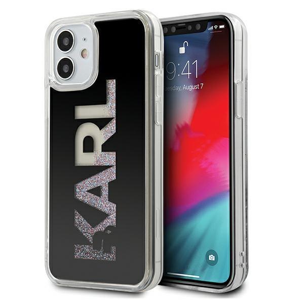 Karl Lagerfeld iPhone 12 Mini -kuori Karl Logo Glitter - Musta Black