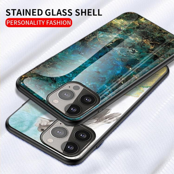 Anti-Scratch Härdat Glas Skärmskydd iPhone 13 Pro Max - Emerald Marble