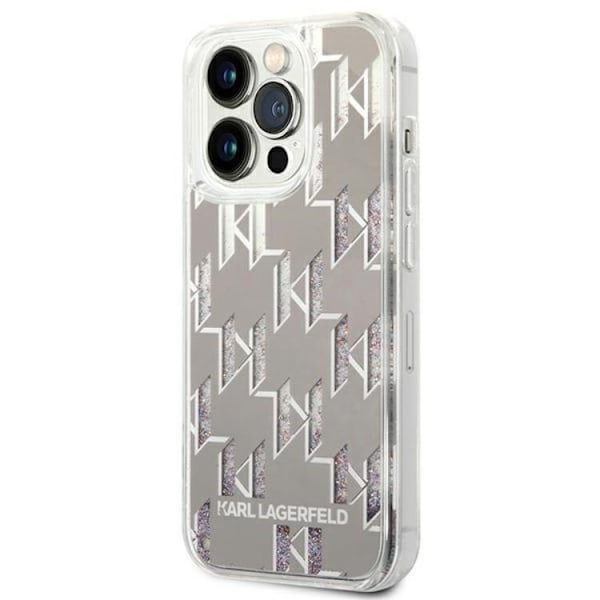 Karl Lagerfeld iPhone 14 Pro Skal Liquid Glitter Monogram - Silver